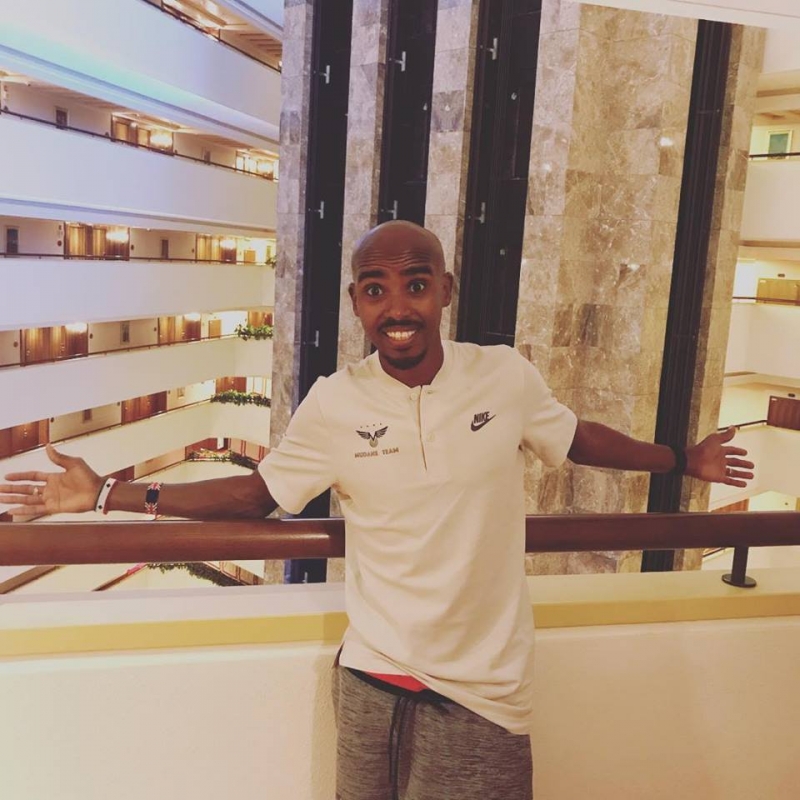 Mo Farah al suo arrivo a Doha (ph: Mo Farah)