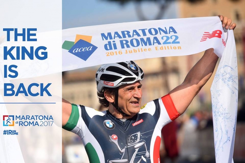 Alex Zanardi presente alla Maratona di Roma