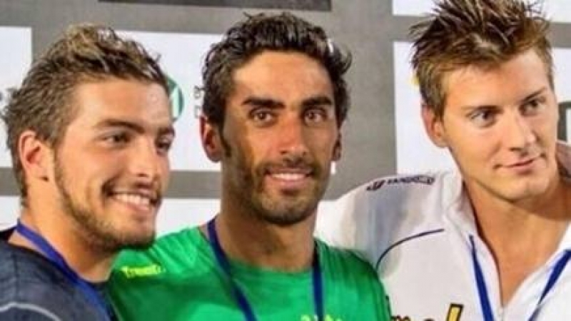 Mattia Dall'Aglio (a destra) con Magnini e Detti